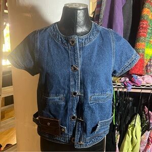 SAKS POTTS designer denim jacket with cardholder belt built in. NWT